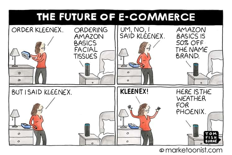 La vignetta di marketoonist sul futuro dell'e-commerce e Alexa