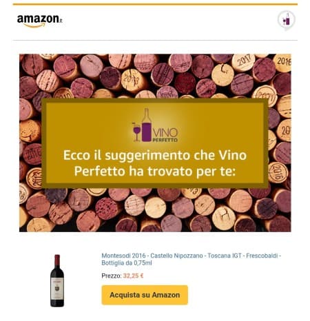 La CTA di acquisto nella mail di Amazon