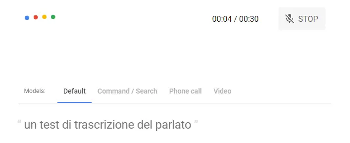 Un test di utilizzo dello Speech-To-Text di Google usando il microfono