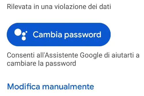 Il bottone mette in azione Google Assistant e Duplex per la modifica delle password
