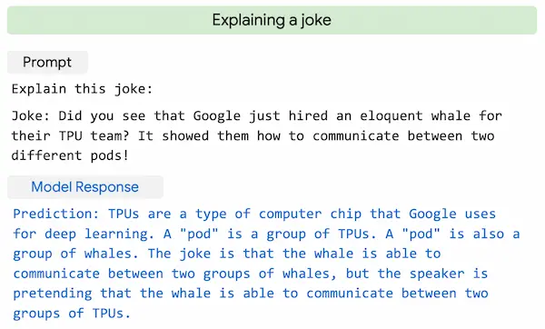 PaLM di Google, un modello di linguaggio, spiega una barzelletta
