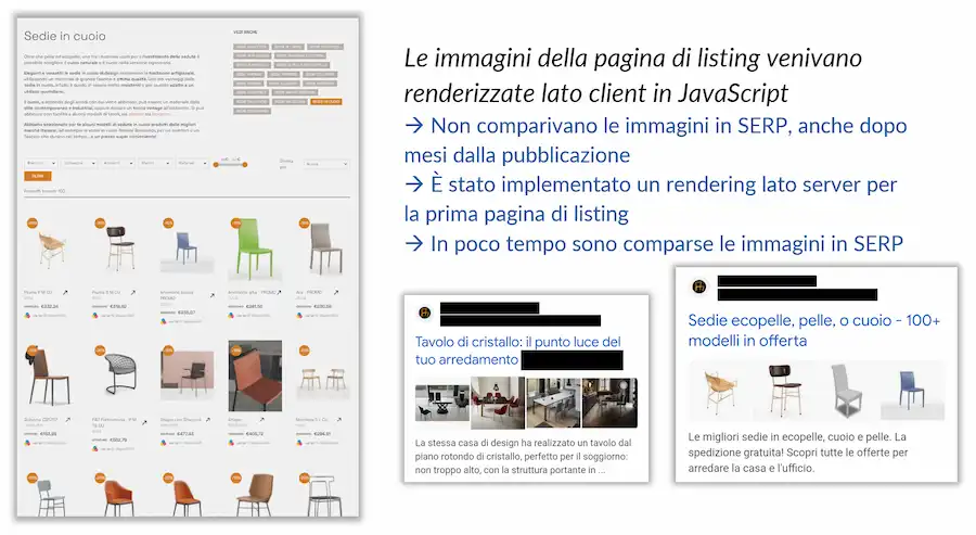 Un esempio di problema SEO derivante dal rendering in JavaScript