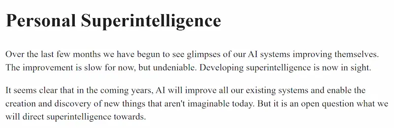 Personal Superintelligence - Meta