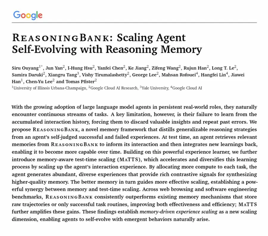 ReasoningBank: Scaling Agent Self-Evolving with Reasoning Memory
