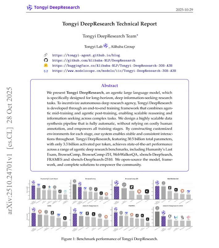 Tongyi DeepResearch: report tecnico